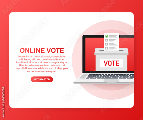 Flat isometric vector concept voting online, e-voting, election internet system. Vector illustration.