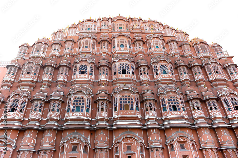 Hawa Mahal palace in Jaipur Rajasthan India isolated.