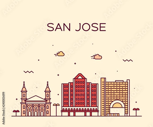San Jose skyline Northern California USA vector