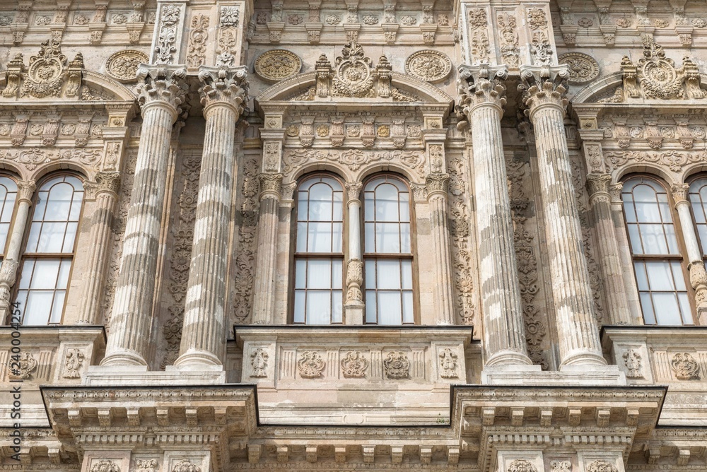 Dolmabahce palace building. Osman empire building facade