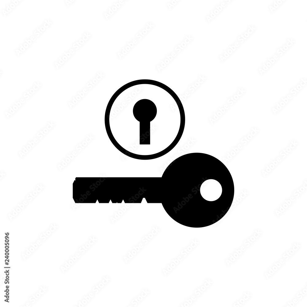 Illumination sign car dashboard switch. Key and keyhole sign