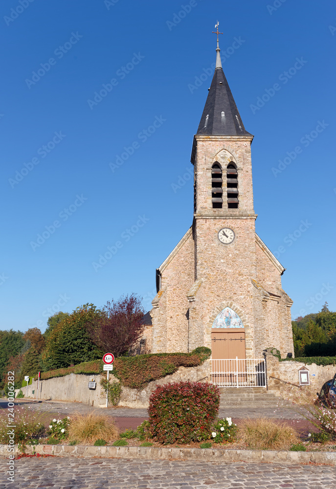 Auffargis church in the Chevreuse valley regional nature park