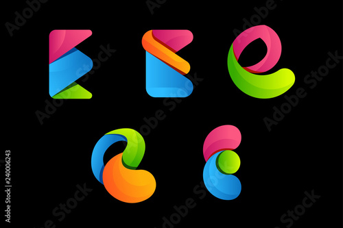letter e colorful vector logo