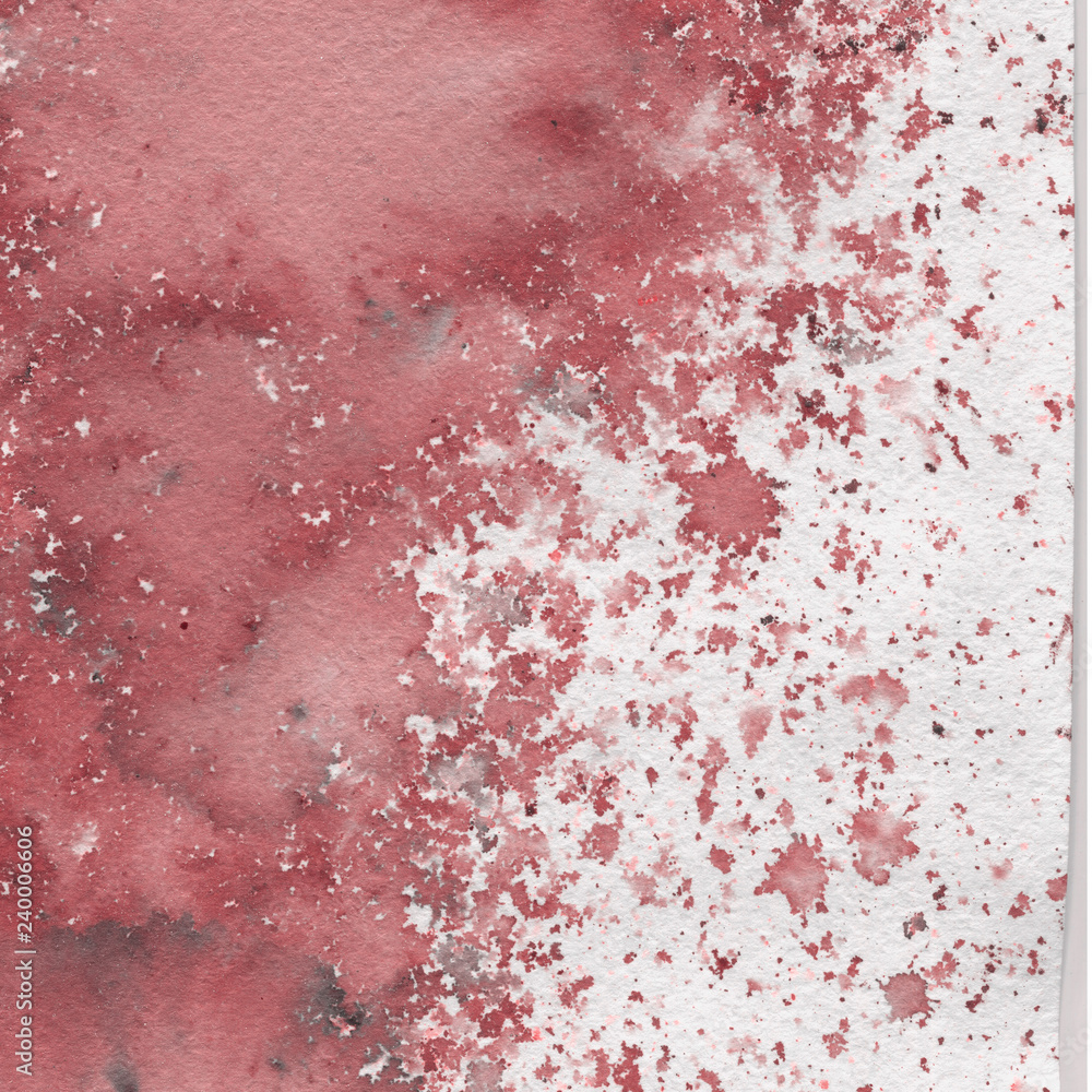 Red watercolor texture with abstract washes and brush strokes on the white paper background. Red watercolor texture with abstract washes and brush strokes on the white paper background.