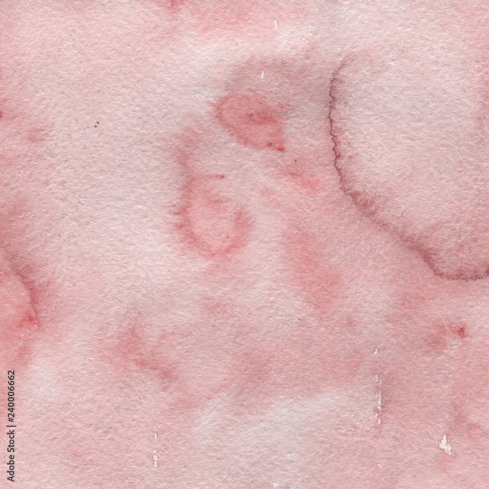 Fototapeta premium Red watercolor texture with abstract washes and brush strokes on the white paper background.