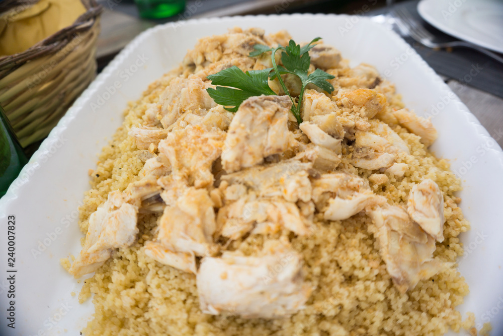 Cous cous of fish of Sicily Italy