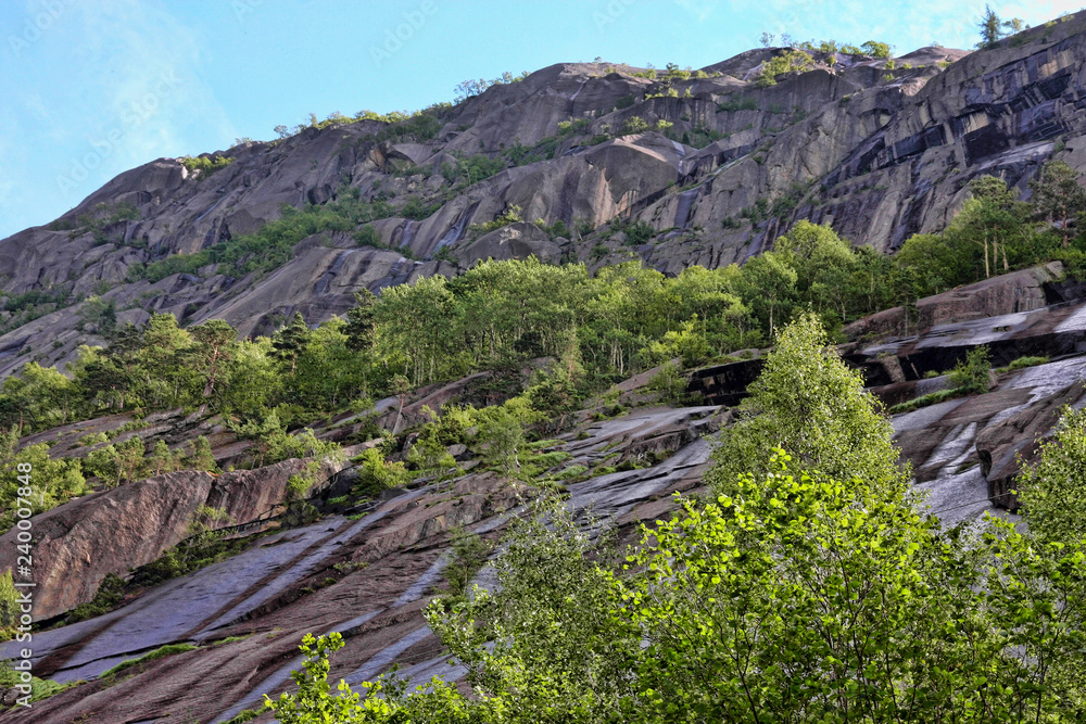 Massive rock formations common in Scandinavia