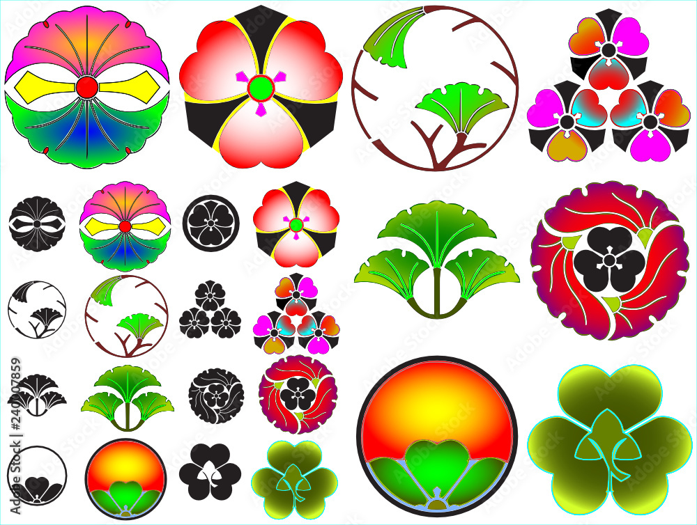 Set of Japanese traditional kamon family crests KEXT Stock Vector ...