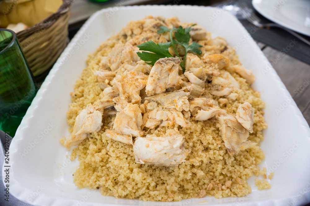 Cous cous of fish of Sicily Italy