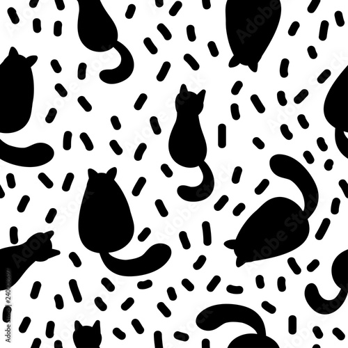 Handmade contrast seamless pattern. Childish craft monochrome wallpaper for birthday card, baby nappy, school party advertising, shop sale poster, holiday wrapping paper, textile, bag print etc.