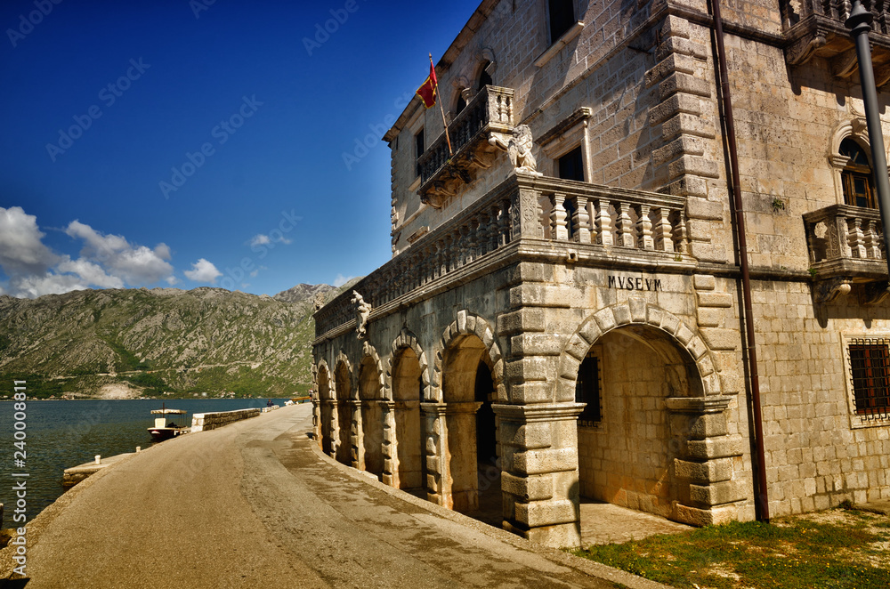 Perast, Montenegro, is a little town on the Bay of Kotor (Boka Kotorska)