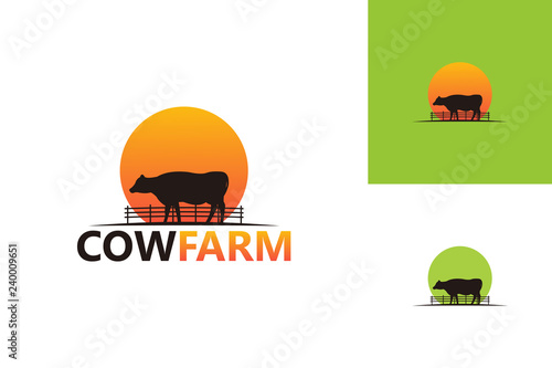 Cow Farm Logo Template Design Vector, Emblem, Design Concept, Creative Symbol, Icon
