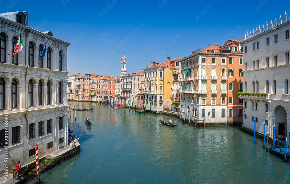 Channel Grande and old houses on the both sides, Venice, Italy.