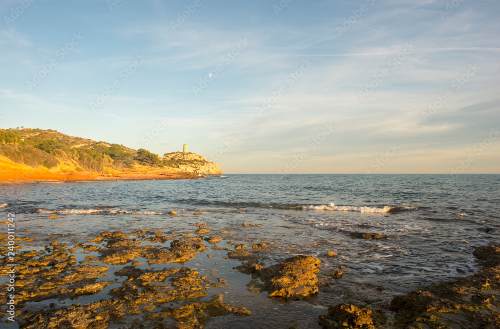 The coast of the renega in Benicasim at sunset
