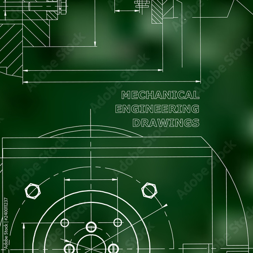Mechanics. Technical design. Engineering style. Mechanical. Corporate Identity. Green background. Grid © bubushonok