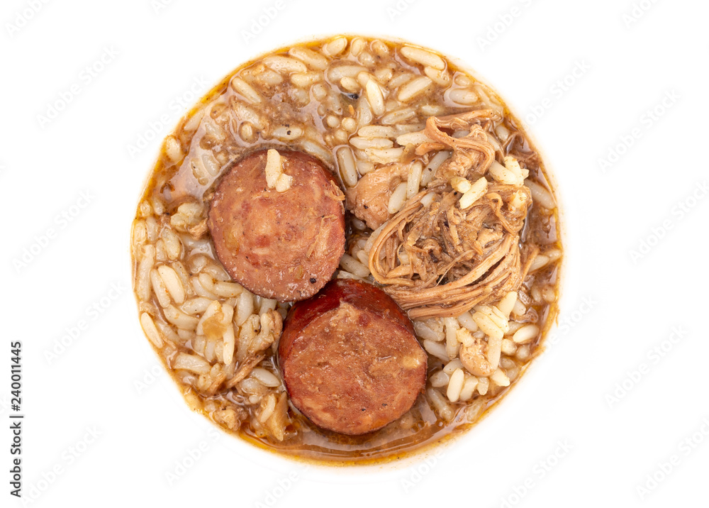 Bowl of Sausage and Chicken Gumbo with Rice Bowl of Sausage and Chicken Gumbo with Rice