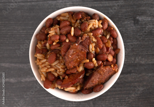 Bowl of Red Beans and Rice with Sausage