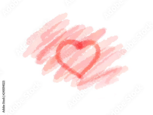 abstract ink water color red heart and fill on white background for sale , banner or text