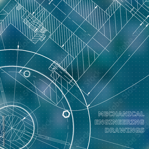 Backgrounds of engineering subjects. Technical illustration. Mechanical. Blue background. Points