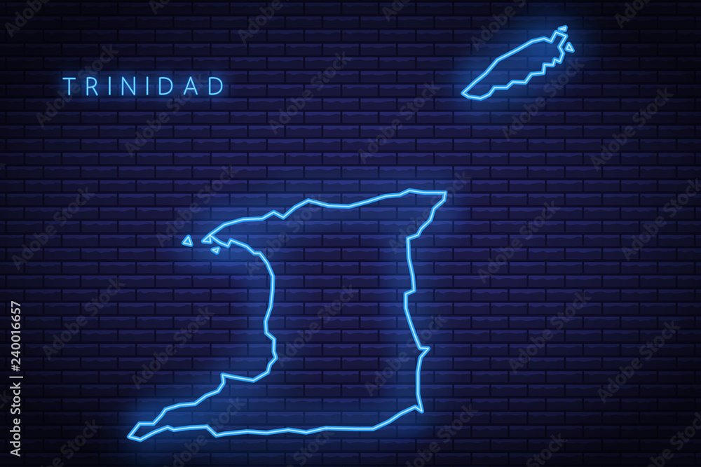 Map of Trinidad, neon light. Vector illustration of the EPS 10. Map of Trinidad, neon light. Vector illustration of the EPS 10.