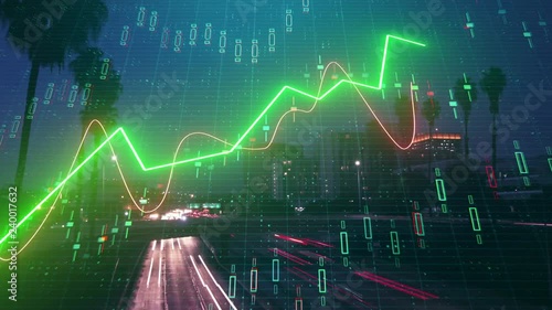 LA with forex banking animation