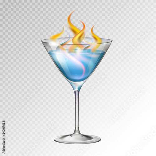 Realistic cocktail sambuka glass vector illustration on transparent background