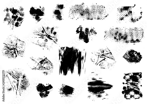 Vector drawing paints. Strips, grunge prints