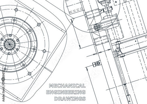 Blueprint, Sketch. Vector engineering illustration. Cover, flyer, banner, background. Instrument-making