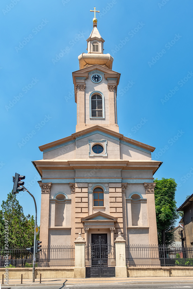 Novi Sad, Serbia - May 27, 2018: Slovak Evangelical Church in Novi Sad, Serbia