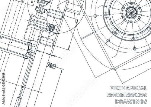 Blueprint. Vector engineering illustration. Cover, flyer, banner, background. Instrument-making drawing