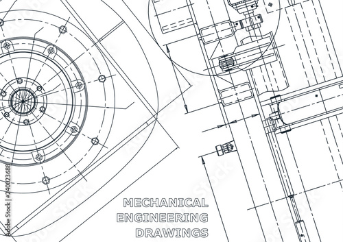 Blueprint. Vector engineering illustration. Cover, flyer, banner, background. Instrument-making drawings. Mechanical engineering drawing. Technical illustrations, background