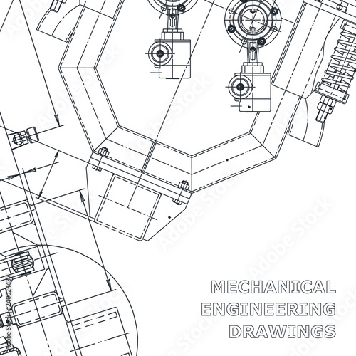 Corporate Identity. Blueprint. Vector engineering drawings. Mechanical instrument making. Technical background