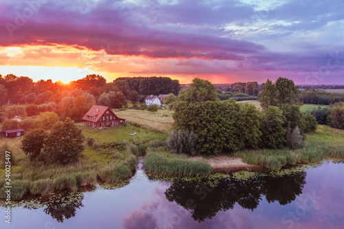 Szkarpawa River  Sunset Aerial