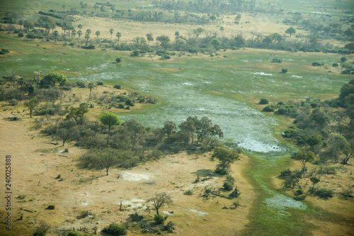 aereal view of okavango delta