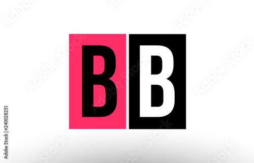 pink black white alphabet letter bb b b logo combination icon design