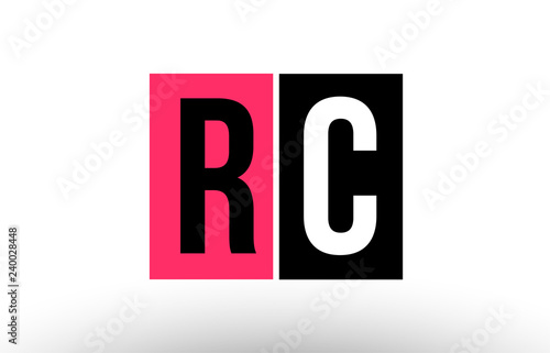 pink black white alphabet letter rc r c logo combination icon design