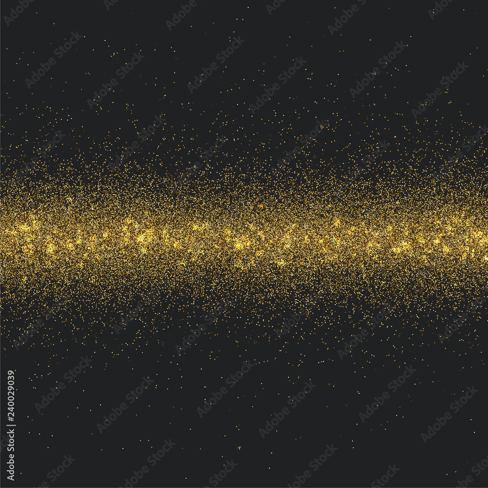 Stripe of gold tinsel on black background Stripe of gold tinsel on black background