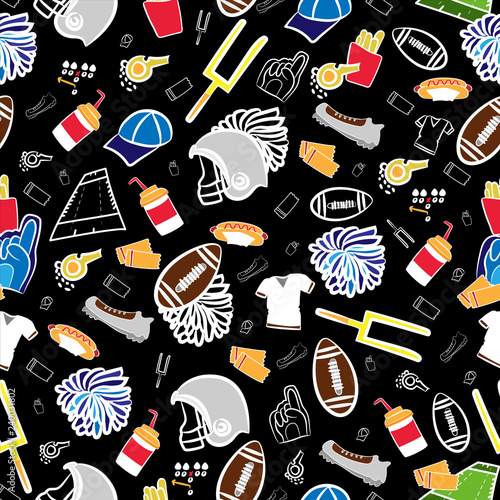 all american football seamless pattern black