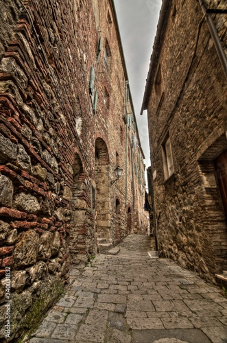 Antico e caratteristico vicolo medievale  Chiusdino  Italia 