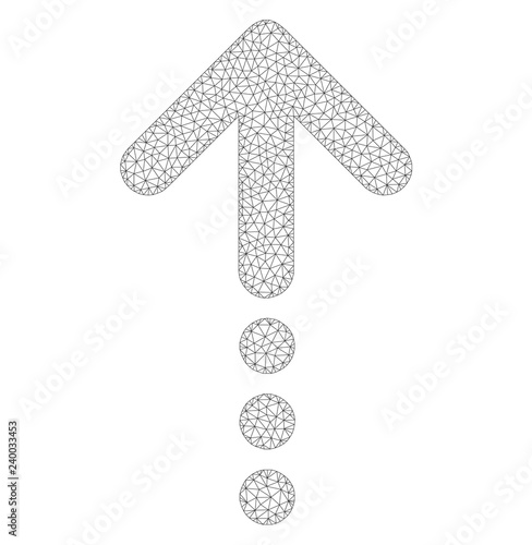 Polygonal vector send up icon on a white background. Polygonal carcass grey send up image in low poly style with connected triangles, dots and lines.
