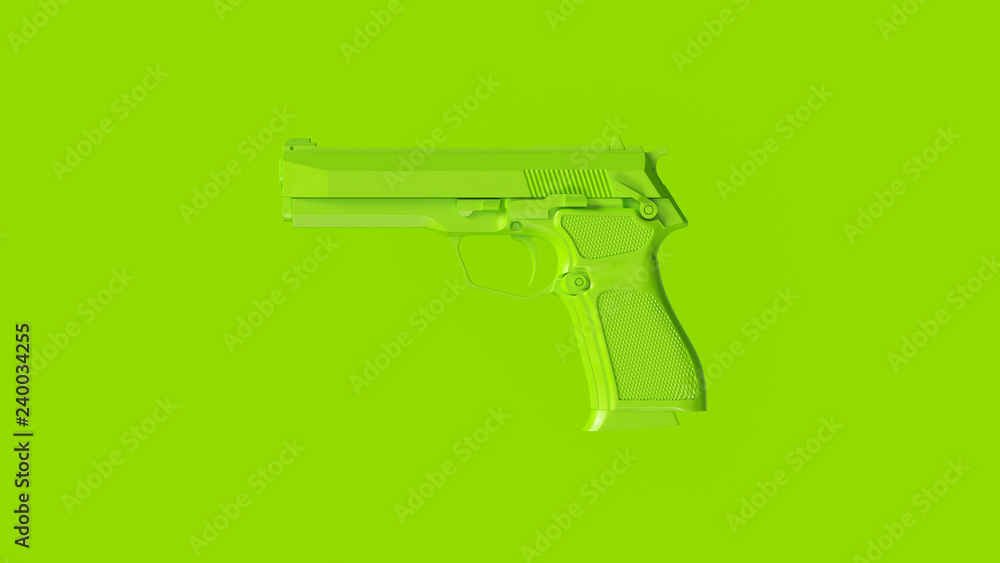 Lime Green Modern Hand Gun 3d Illustration 3d Rendering Lime Green Modern Hand Gun 3d Illustration 3d Rendering