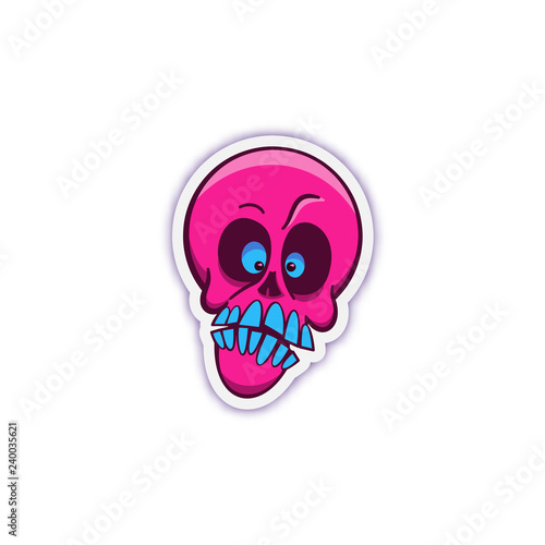 Skull sticker. Isolated vector illustration.