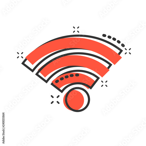 Wifi internet icon in comic style. Wi-fi wireless technology vector cartoon illustration pictogram. Network wifi business concept splash effect.