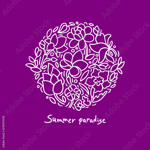 Vector graphic symbol. Tropical exotic flower. Summer jungle