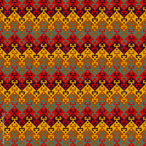 Seamless geometric ethnic pattern. Traditional Turkish kilim style.  Swatch is included in EPS file.