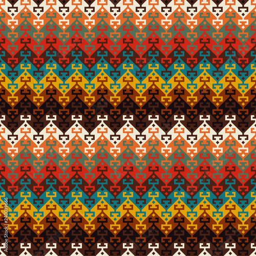 Seamless geometric ethnic pattern. Traditional Turkish kilim style.  Swatch is included in EPS file.