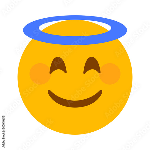 Angel smiley face with halo emoji vector