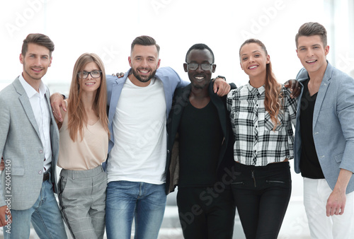 Casual group of people standing isolated over white background