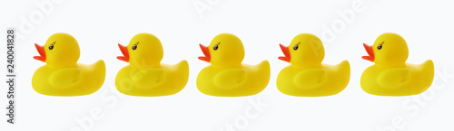 Fotografie Five ducks in a row with clipping path