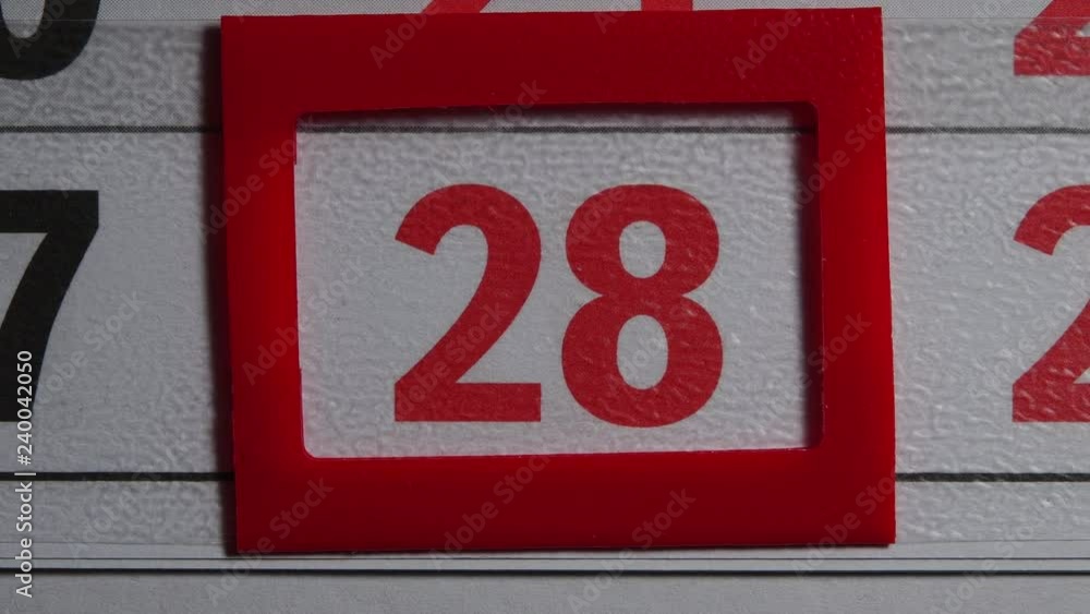 Red Frame Moves On The 28 Red Day Calendar Red Frame Moves On The 28 Red Day Calendar